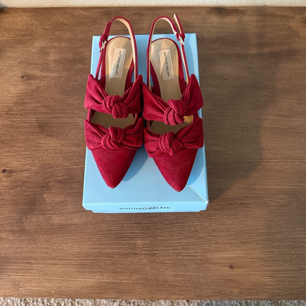 ANTONIO MELANI Red Bow Flats with Small Heel Women’s 8M